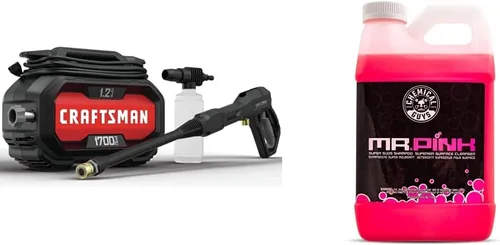 Craftsman Lavadora eléctrica a presión (CMEPW1700) y jabón espumoso Chemical Guys Mr. Pink para lavado de autos (64 onzas líquidas)