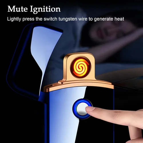 Miniatura 5 de Encendedor electrónico recargable por USB, encendido inteligente de doble cara, resistente al viento, plasma ligero, regalo portátil para novios