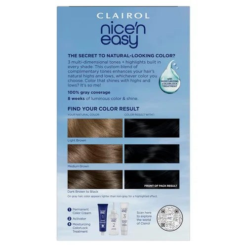 Miniatura 2 de Clairol Nice'n Easy - Tinte permanente para el cabello, 1 color negro más negro, paquete de 1 unidad 1 negro más negro