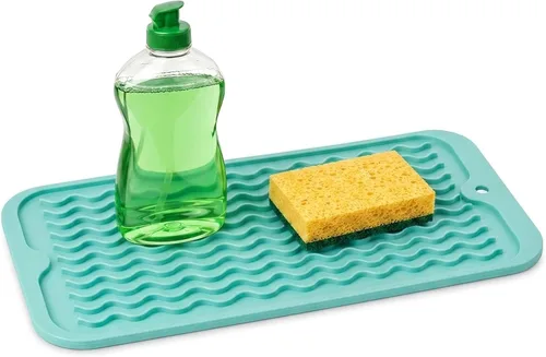 Miniatura 28 de ZLR 2 bandejas de silicona para fregadero (6 x 12 pulgadas/6.024 x 12.008 in) - Soporte estrecho para esponja para encimera de cocina - Tapete Negro