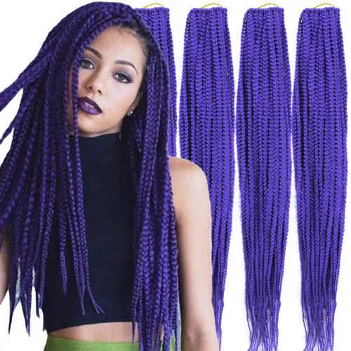 Miniatura 29 de 6 paquetes/lote (14/18/24/30) pulgadas, 0.4 in, 20 hebras por paquete, 3 extensiones de cabello trenzado de ganchillo finas, diámetro 3X