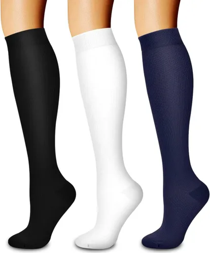 Miniatura 31 de Paquete de 3 pares de calcetines de compresión médica para mejorar la circulación de mujeres y hombres, para correr, hacer deporte y amamantar