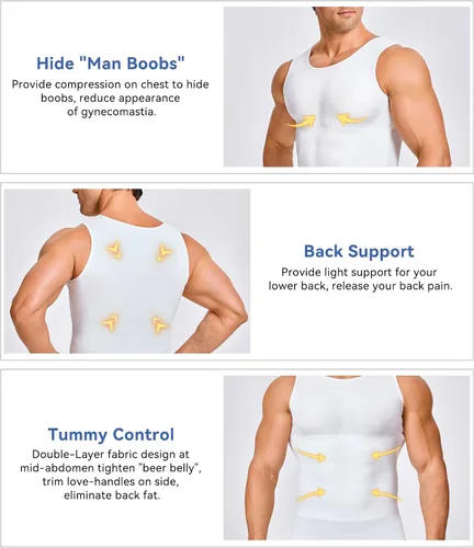 Miniatura 2 de Camiseta de compresión para hombre, adelgaza y moldea el cuerpo - chaleco de entrenamiento, camiseta de tirantes, para marcar abdominales, camisetas
