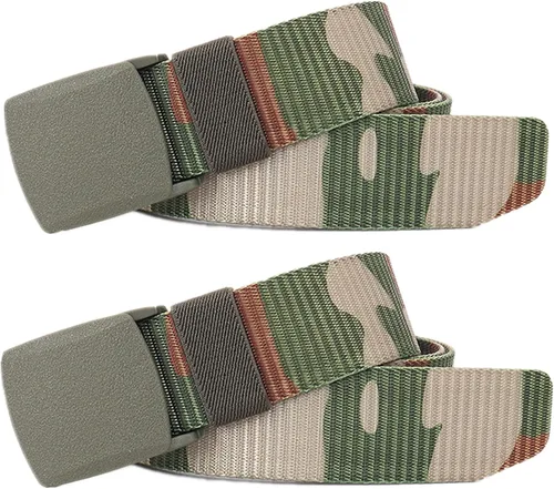 Miniatura 32 de Cinturón para hombre, cinturón táctico militar de nailon con hebilla sin metal, paquete de 2 Camuflaje verde y camuflaje caqui