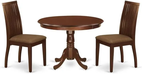 Miniatura 12 de East West Furniture HLIP3-BMK-W - Juego de comedor de 3 piezas que contiene una mesa de comedor redonda con pedestal y 2 sillas de cocina, 42 x 42