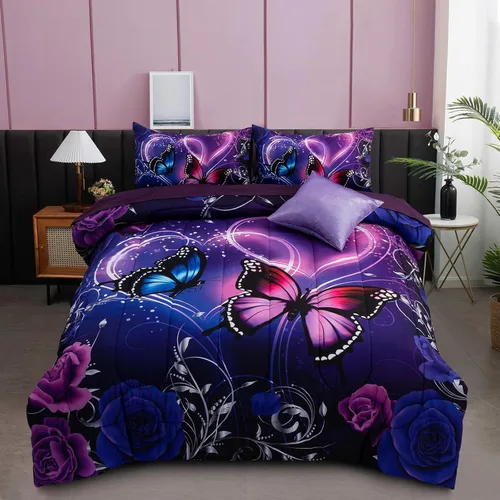 Miniatura 10 de A Nice Night - Juego de ropa de cama de 6 piezas con temática de galaxia, funda de edredón de espacio exterior impresa en 3D, para niños, niños