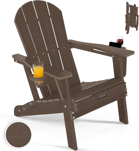 Miniatura 26 de Sillas Adirondack plegables – Silla Adirondack de plástico con soporte para tazas, sillas para exteriores resistentes a la intemperie