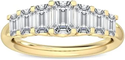 Miniatura 4 de CUSTOMIZE JEWELS 1.10 Ctw Emerald Shape White Lab Grown Diamond In 14K White Yellow Rose Gold Side Stone Engagement Ring,F-GVS1-VS2