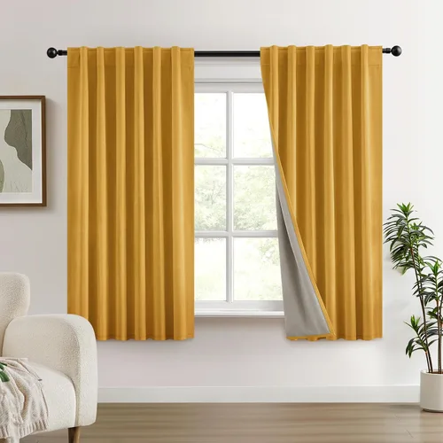 Miniatura 17 de HOMEIDEAS Cortinas Opacas 100% de Chenilla para Dormitorio, Cortinas Rosa Rubor de 63 Pulgadas de Largo, 2 Paneles para Sala de Estar/Guardería