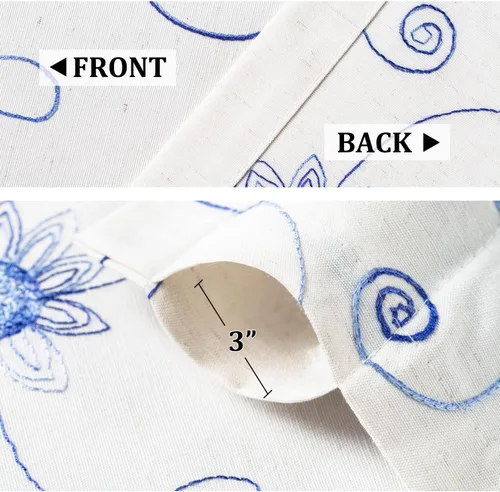Miniatura 4 de VOGOL Cortinas de Nivel para Cocina para Ventana, Flores Azules y Enredaderas Bordadas Cortina de 24 Pulgadas de Largo, Cortinas Cortas Tratamiento