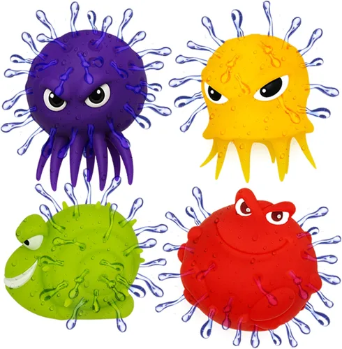 4E's Novelty Paquete de 4 bolas de agua de pulpo de animales marinos, juguetes de piscina, actividades al aire libre, bañera sensorial, pulpo, bolas