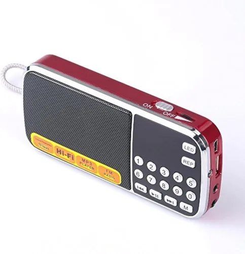 Miniatura 5 de LETING Radio portátil FM con linterna, búsqueda de una sola tecla y memoria de la estación, compatible con USB, AUX, tarjeta TF, batería recargable