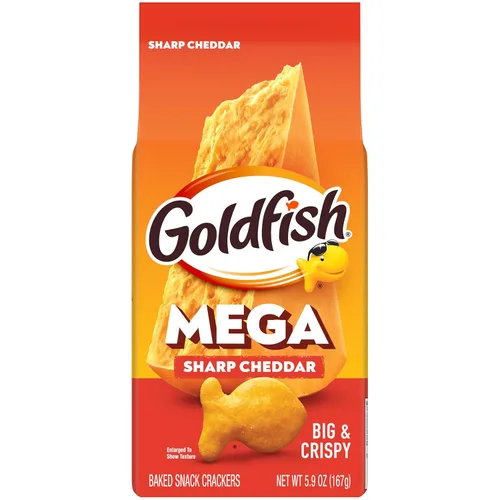Goldfish Mega Bites Galletas de Queso Cheddar Fuerte, Bolsa de 5.9 Oz