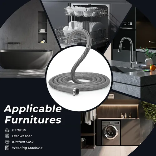 Miniatura 8 de Funmit Manguera de drenaje universal para lavadora de 8 pies, manguera de extensión flexible apta para la mayoría de lavadoras domésticas