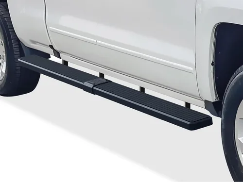 Miniatura 24 de APS - Estribos iBoard para Chevrolet con cabina extendida de 2 puertas completas + 2 puertas de apertura inversa, 4 pulgadas, Aluminio negro