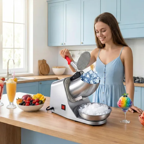 Miniatura 2 de ZENY Trituradoras de hielo eléctricas 300W 2000r/min con hoja de acero inoxidable Máquina de cocina para hacer cono de nieve de hielo afeitado