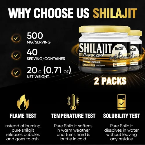 Miniatura 5 de 2 paquetes de suplemento Shilajit de 0.71 oz para suministro de 80 porciones, apoya la inmunidad, la salud cerebral y más - 500 mg Shilajit puro