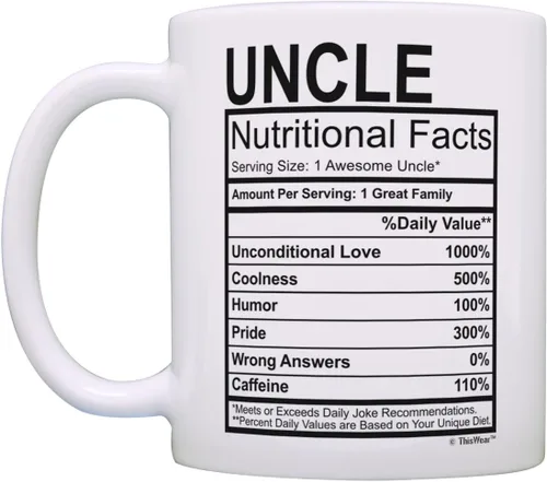 Miniatura 2 de ThisWear Nuevo tío regalo para tío etiqueta de datos nutricionales 11oz taza de café de cerámica con mango 11oz - Tío