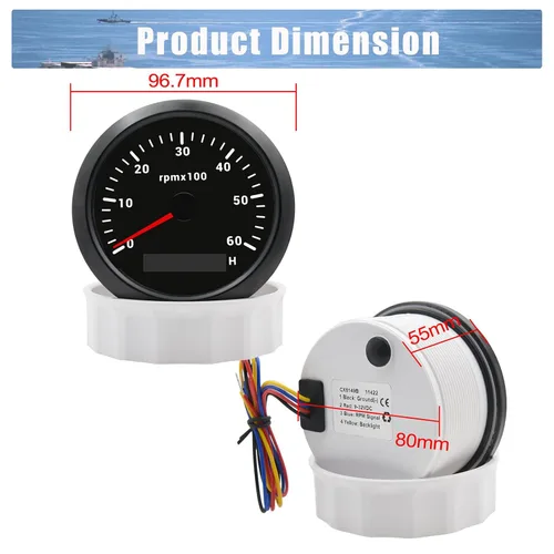 Miniatura 6 de Tacómetro de 85 mm RPM Medidor de tacómetro de 6000 RPM Tacómetros de reemplazo automotriz 0-6000 RPM Tacometro Medidor LED para automóvil Auto Negro