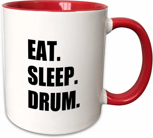 Miniatura 9 de 3dRose Eat Sleep Drum - Love Drumming. baterista percusionista texto negro regalos 11oz taza negra de dos tonos