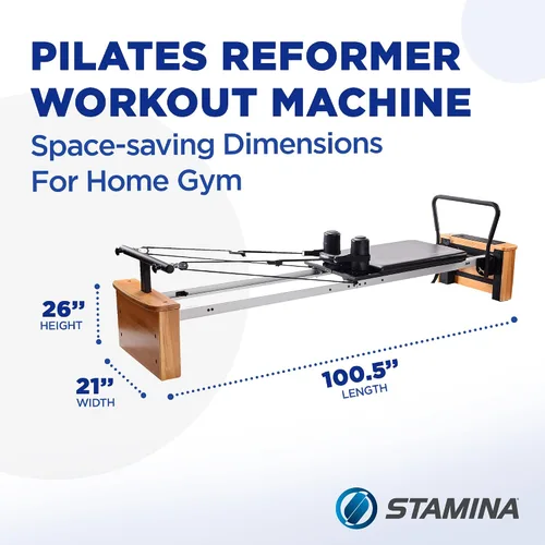 Miniatura 3 de Stamina AeroPilates Pro Reformer - Máquina de entrenamiento de pilates acolchada para todo el cuerpo con rebote cardiovascular para entrenamientos
