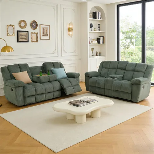 Miniatura 21 de Juego de sofá reclinable manual, juego de sofá reclinable de microfibra, juego de muebles modernos para sala de estar, sofá reclinable para sala