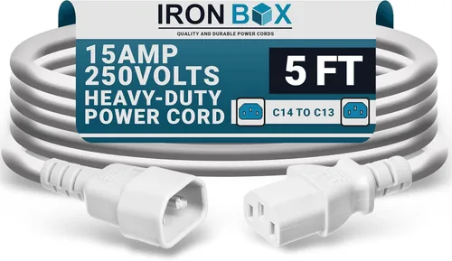 Miniatura 53 de IronBox Electric - Cable de Alimentación C14 a C13 de Servicio Pesado, 15A, 250V, Cable de Extensión para Computadora 14/3 AWG - Cables
