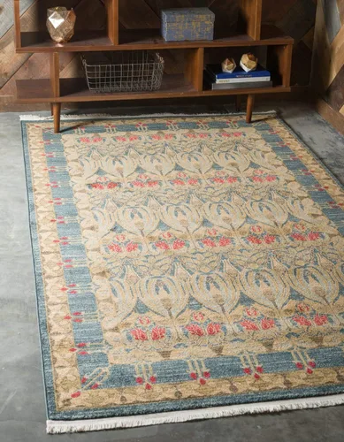 Miniatura 10 de Unique Loom Edinburgh Collection - Alfombra rectangular (2 pies x 3 pies 1 pulgada, rectangular, azul marino/bronceado)