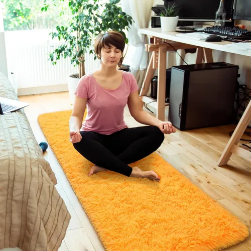 Miniatura 5 de Amearea Alfombra de Pasillo Peluda Shag para Dormitorio de Niñas Sala de Estar, 2x6 Pies Extra Suave y Esponjosa Alfombras Shaggy, Antideslizante