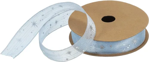 Miniatura 22 de MECCANIXITY Cinta transparente de organza de estrella de 1 pulgada y 20 yardas, cinta de hilo de nieve brillante negra para envolver regalos, caja