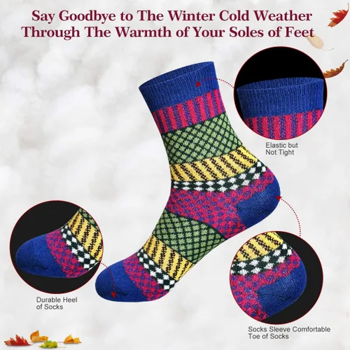 Miniatura 4 de MORECOO Calcetines de invierno para mujer, caja de regalo, tamaño libre, lana gruesa, suave, cálidos, calcetines casuales para mujer, calcetines