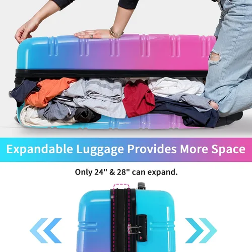 Miniatura 461 de Merax Juegos de equipaje de mano en maleta aprobada por aerolíneas, estuche rígido con ruedas giratorias expandibles, Negro