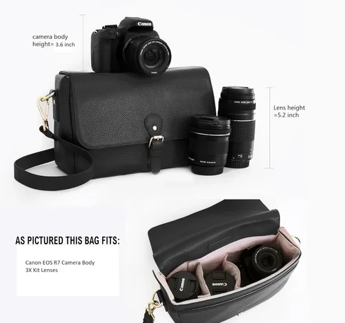 Miniatura 5 de Meliaebag - Bolso para cámara sin espejo para mujer, elegante bolsa de cuero genuino para cámara, bolsa cruzada para viajes, compatible con Canon