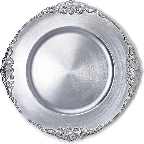 Miniatura 31 de allgala Paquete de 6 platos base redondos de gran calidad de 13 pulgadas - Plata cepillada - HD80322