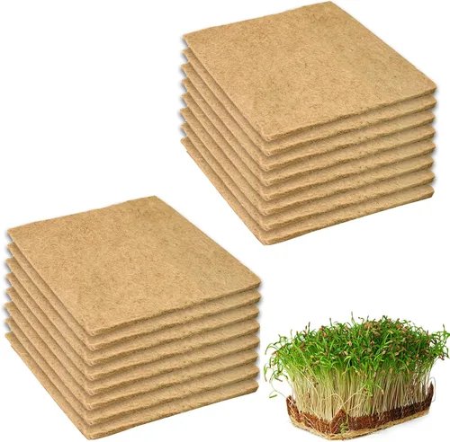 Miniatura 10 de Kit de 64 microverdes, almohadillas hidropónicas de germinación de 5 x 5 pulgadas, alfombrilla de cultivo microverde, producción orgánica