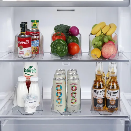 Miniatura 2 de Juego de 4 cubos organizadores de refrigerador, almacenamiento de despensa, dispensador de latas para armario de cocina o encimera, soporte