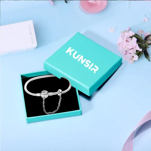Miniatura 5 de KUNSIR Pulsera de plata de ley 925 con cierre de palma, cadena de serpiente, pulseras básicas para cualquier dije PDL, para adolescentes y mujeres