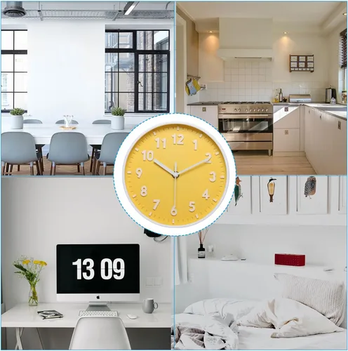 Miniatura 6 de PATIKIL Reloj de pared de 8 pulgadas, con número 3D, de cuarzo, funciona con pilas, silencioso, sin tictac, redondo, para oficina, dormitorio