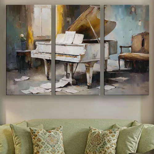 Miniatura 51 de LuxeWood Arte de Pared Musical en Lienzo - Impresiones Temáticas Musicales Medianas y Grandes para Sala de Estar, Oficina, Estudio, Airbnb