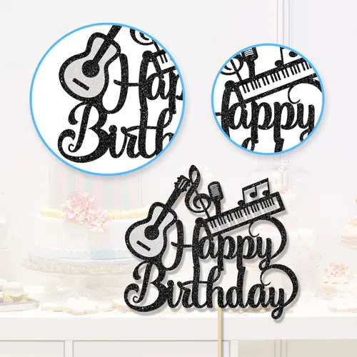 Miniatura 3 de Decoración para tartas de música y guitarra, piano de feliz cumpleaños, decoración de pastel para amantes de la música, suministros de fiesta
