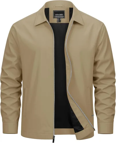 Miniatura 15 de Cotrasen Chaquetas ligeras para hombre, chaqueta cortavientos con cremallera completa, chaqueta casual cortavientos