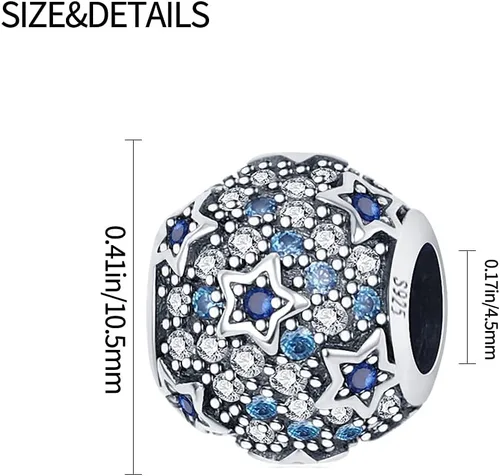 Miniatura 3 de Abalorio de plata de ley 925 para pulseras y collares Pandora para mujer, circonitas cúbicas 5A, cuentas de joyería