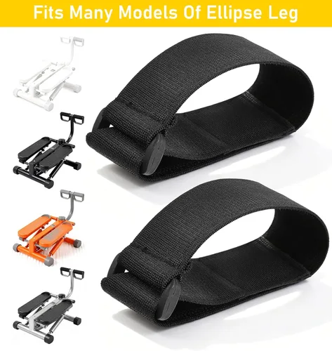 Miniatura 6 de 2 correas de pedal de bicicleta, correas de tracción ajustables negras para ejercitador de piernas, estabilidad segura para máquina de ejercicio
