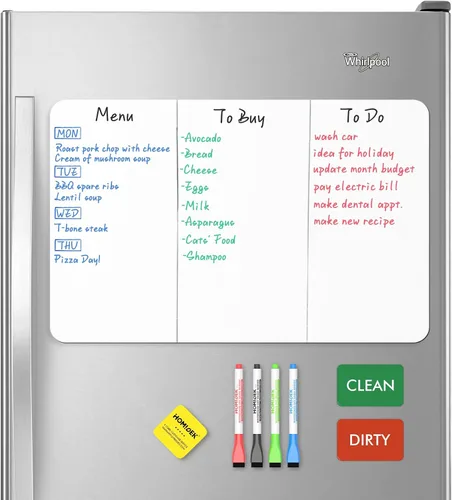 Miniatura 12 de HOMiDEK Pizarra magnética de borrado en seco: pizarra blanca pequeña para nevera, pizarra blanca flexible para refrigerador, hoja de notas