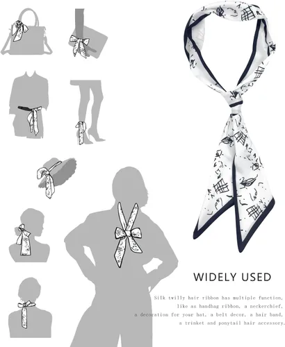 Miniatura 9 de Women's Designer Neckerchief Handbag Handle Ribbon Fashion Scarf Letter Printed Hair Tie