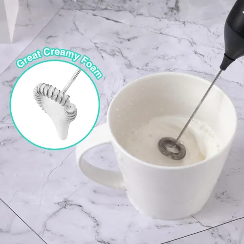 Miniatura 3 de HAUSHOF Potente varita espumadora de leche recargable, máquina de espuma eléctrica de mano, mezclador de bebidas con batidor de acero inoxidable