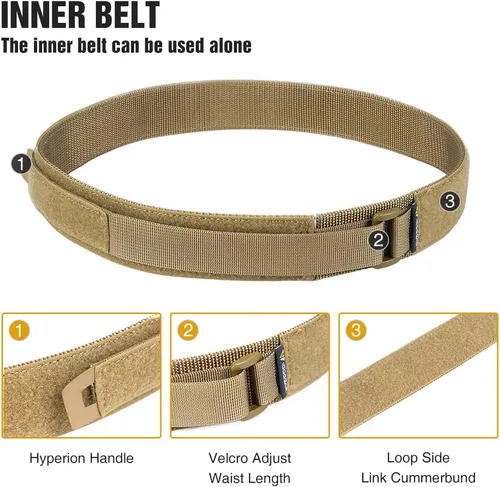 Miniatura 5 de IDOGEAR Cinturón táctico MOLLE cinturón militar modular Rigger's Belt Cinturón de combate ajustable con cinturón interior y cinturón exterior Set