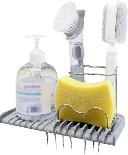Miniatura 8 de Gosmol Soporte de esponja de silicona para encimera de cocina, bandeja de jabón de esponja impermeable para fregadero de cocina y baño, organizador