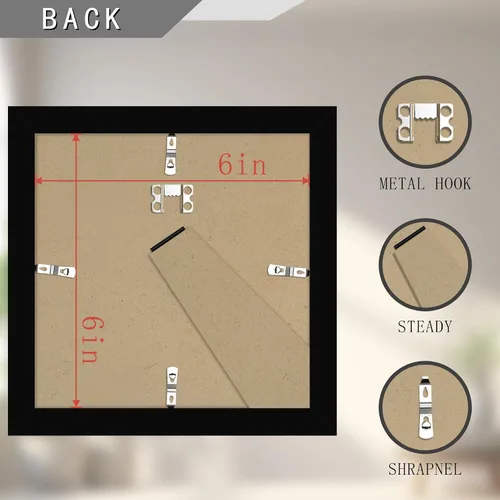 Miniatura 5 de Picrit Juego de 4 portarretratos de 6 x 6 pulgadas, hechos de vidrio real de alta definición, pantalla de 4 x 4 con paspartú o 6 x 6 sin paspartú