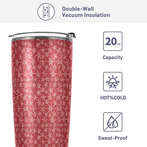 Miniatura 4 de Red and White Stars Stainless Steel water bottle with straw with Lid and Straw travel mug for camping leakproof insulated tumbler termo para bebidas